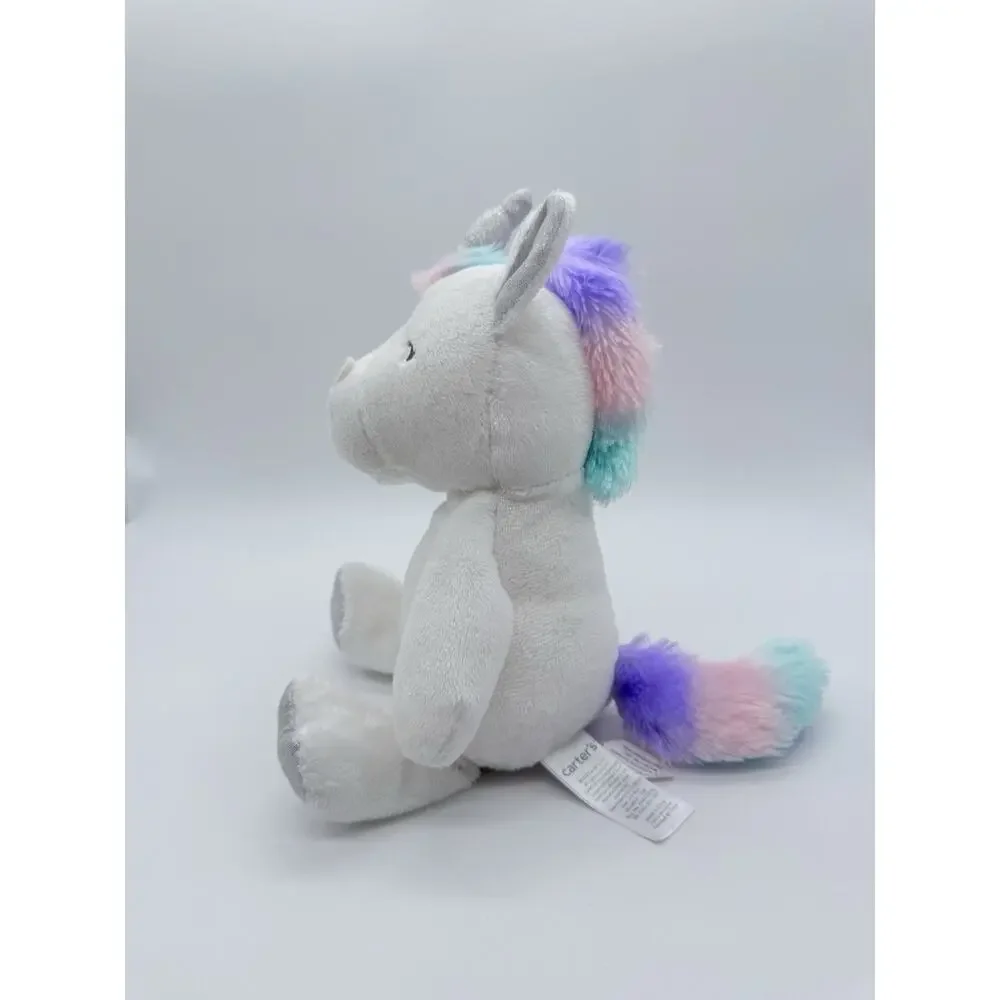 Carters Unicorn Plush Doll Blue Pink Mane Fuzzy Soft Baby Toy Lovey Sparkle 2018
